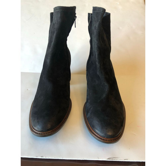 Paul Green Woman’s US 10 Black Suede Distressed Ankle Boots Side Zipper - Picture 10 of 13